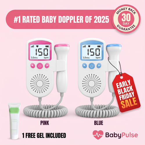 BabyPulse home fetal doppler in pink and blue with gel included