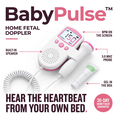BabyPulse parts: speaker, screen, 3.0 MHz probe, gel